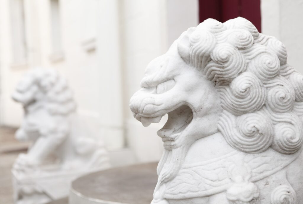 Chinese lion statue close up
