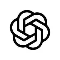 Black geometric logo on a white background.