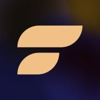 Stylized leaf logo on dark background