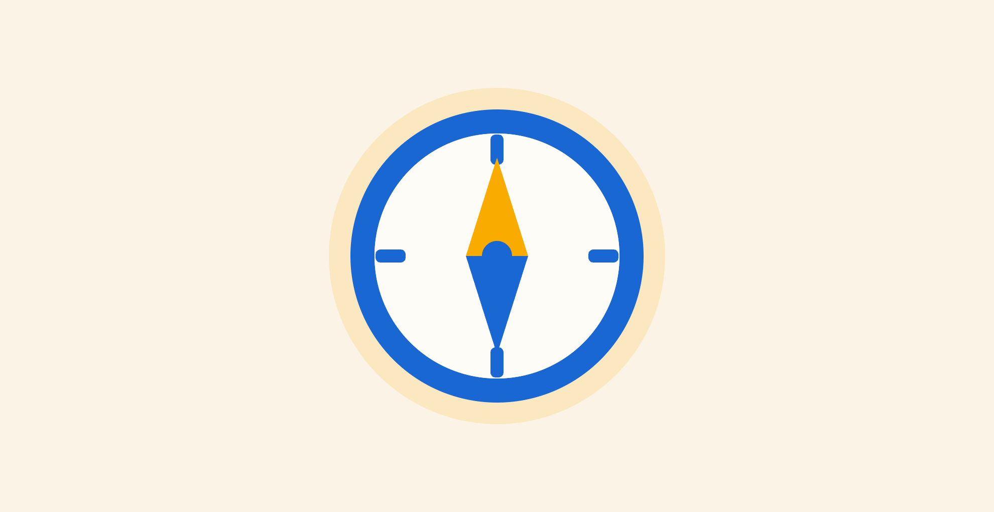 Flat illustration of a compass with a golden needle