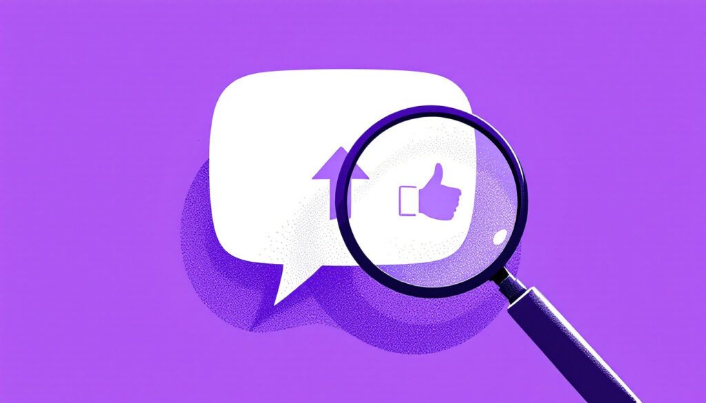 A magnifying glass examining an upvote arrow inside a speech bubble, symbolising AI reading and citing Reddit.