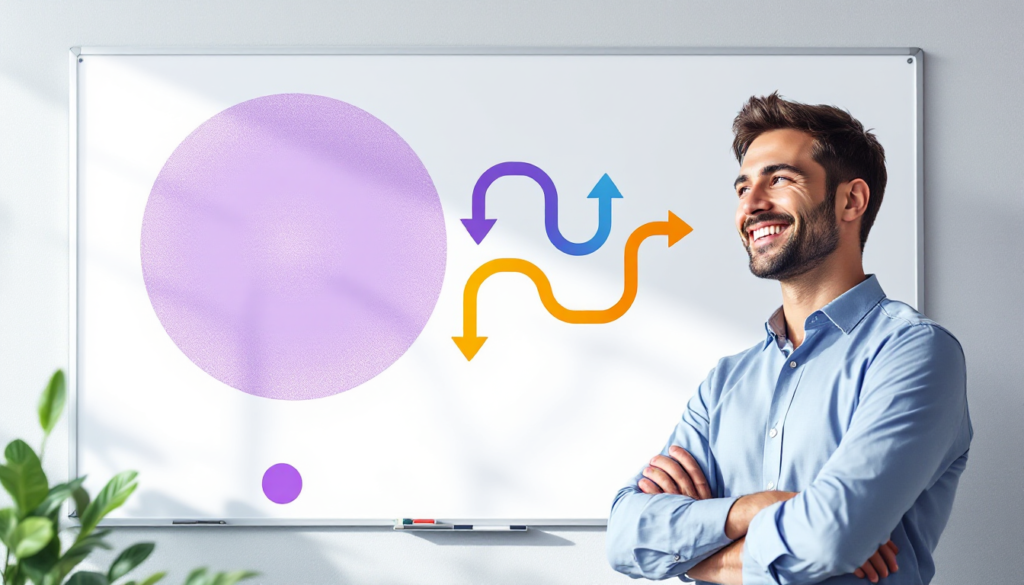SME founder at whiteboard where three pathway arrows converge into a unified pipeline — illustrating the three structural RevOps moves for small businesses