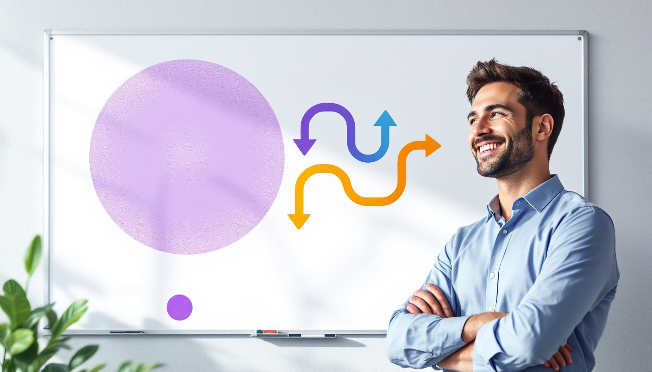 SME founder at whiteboard where three pathway arrows converge into a unified pipeline — illustrating the three structural RevOps moves for small businesses
