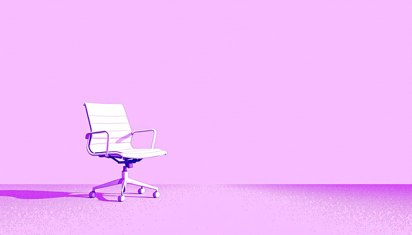 Scale weighing a permanent chair against a rental clock on a bright violet background