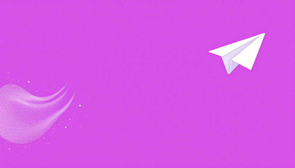 Email paper airplane with a checkmark shield on a bright violet background