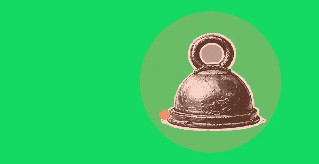 Poids de balance en fonte à anneau, découpe tramée sur fond vert jade uni