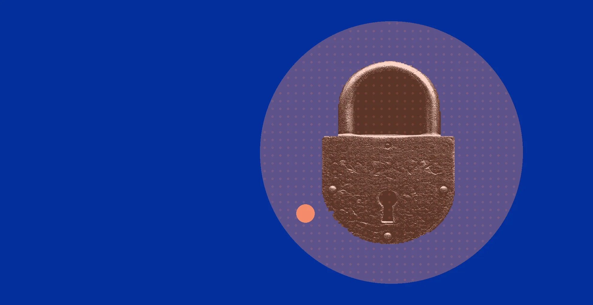 Cadenas en fonte, découpe tramée sur fond bleu cobalt uni