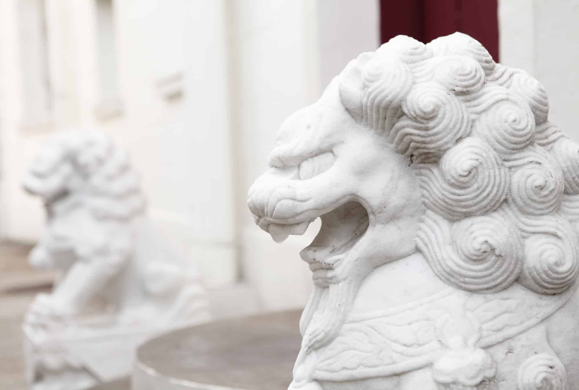 Chinese lion statue close up