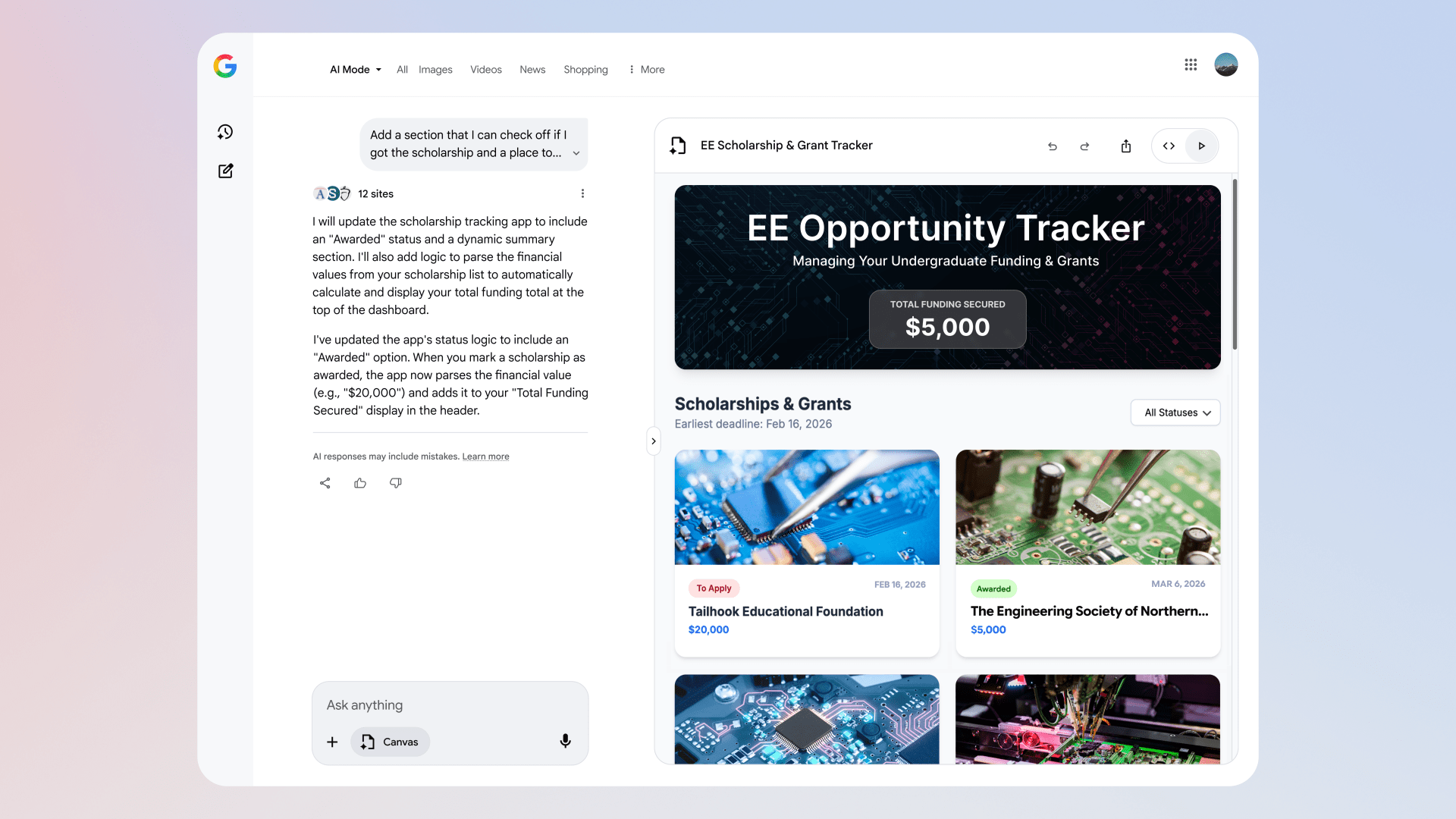 Google Expands AI-Powered Canvas Workspace Access in Search Across the US