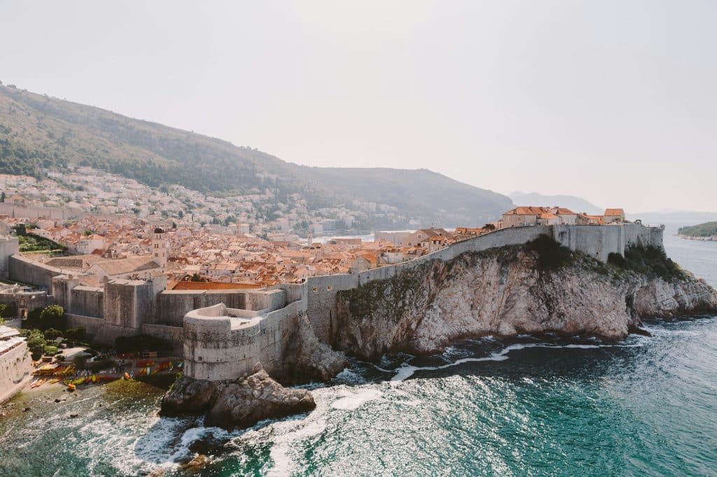 Walls of Dubrovnik and sea