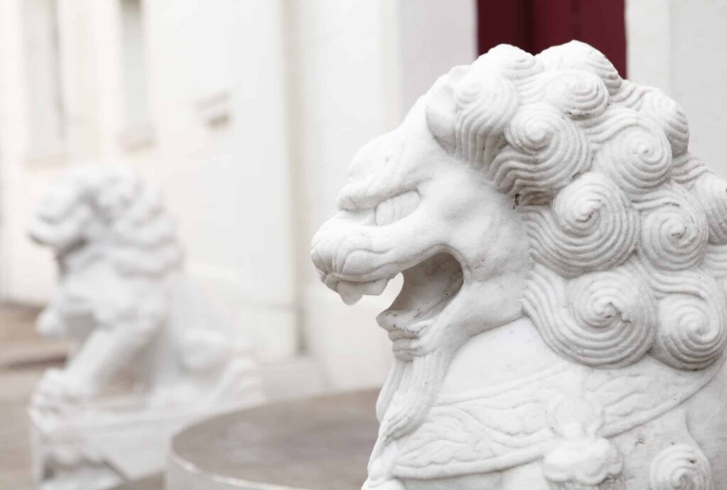 Chinese lion statue close up