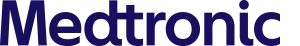 Medtronic logo, blue text on white background