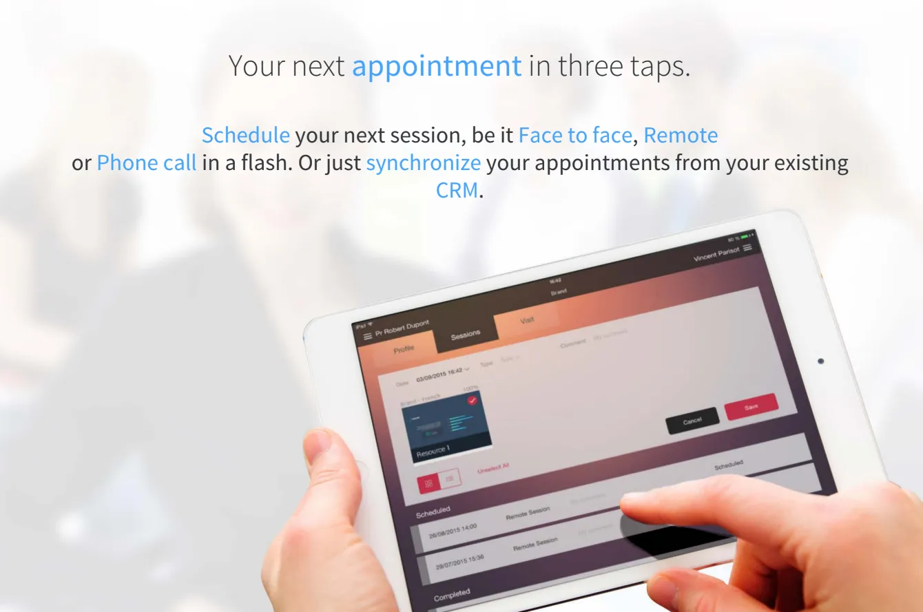 Schnittstelle zur App für die Terminplanung auf dem Tablet.