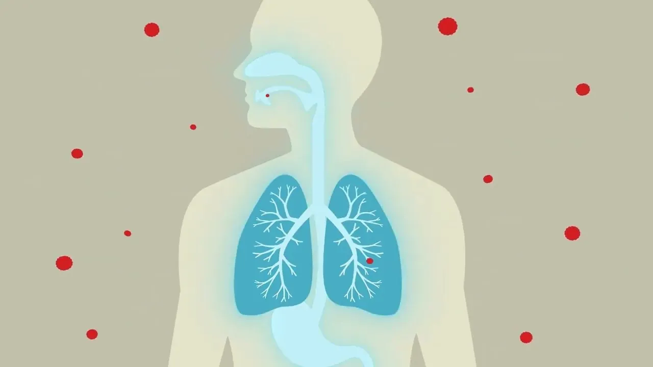 Illustration of human respiratory system with lungs.
