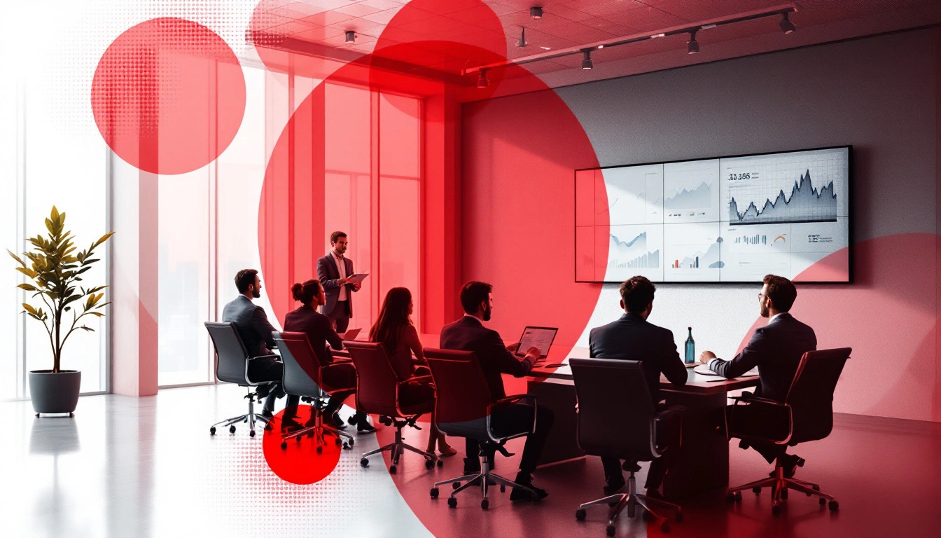 Board AI governance maturity framework — translucent disc and dot editorial illustration for AI governance thought-leadership